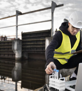 full-shot-engineer-with-laptop-outdoors